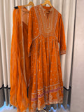 The Anarkali Edit Vol. 01 — Silk Anarkali with Dori Work-marigold-front