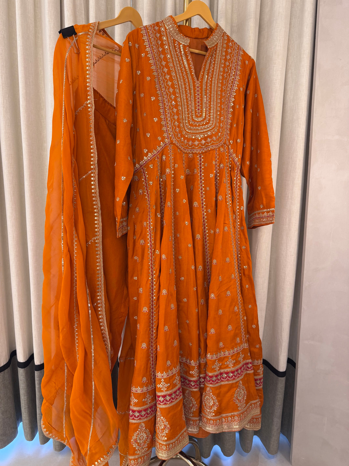 The Anarkali Edit Vol. 01 — Silk Anarkali with Dori Work-marigold-front