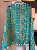 The Rang Aura — Shimmer Silk Suit with Bandhani Banarasi Dupatta-maroon-close up
