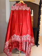 The Tribal Tapestry — Gaji Silk Suit with Abhla Work-red dupatta