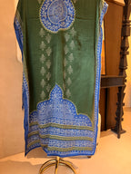 The Kaanch Bandhej — Gaji Silk Suit with Mirror Work-blue green-dupatta 