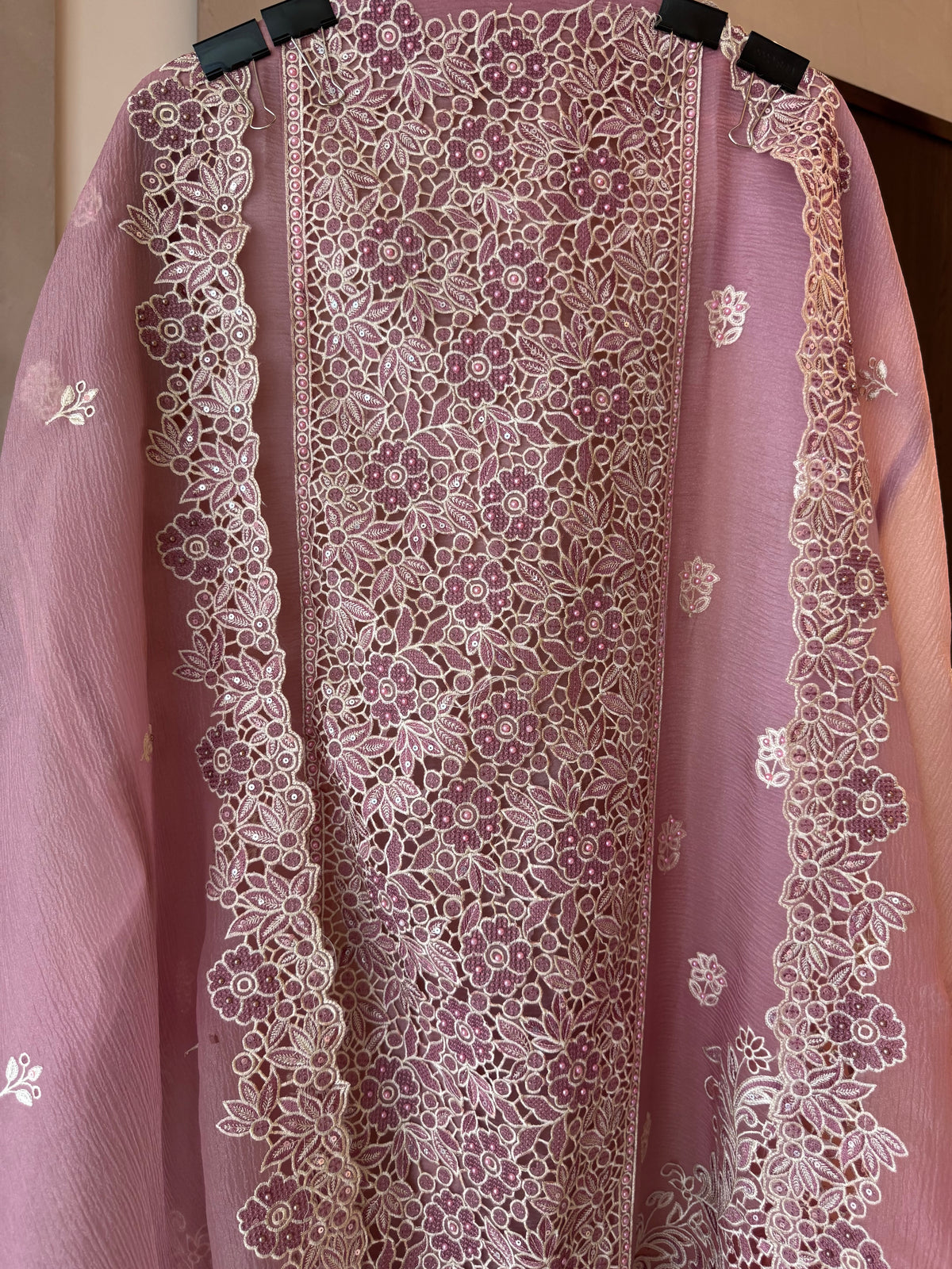 The Marble Lattice — Marble Chiffon Suit with Cutwork