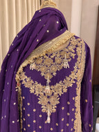 The Farshi Bloom — Satin Organza Set with Zari & Bead Work