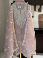 The Moti Aura — Marble Chiffon Suit with Pearl Katdana Work-sage mint-front