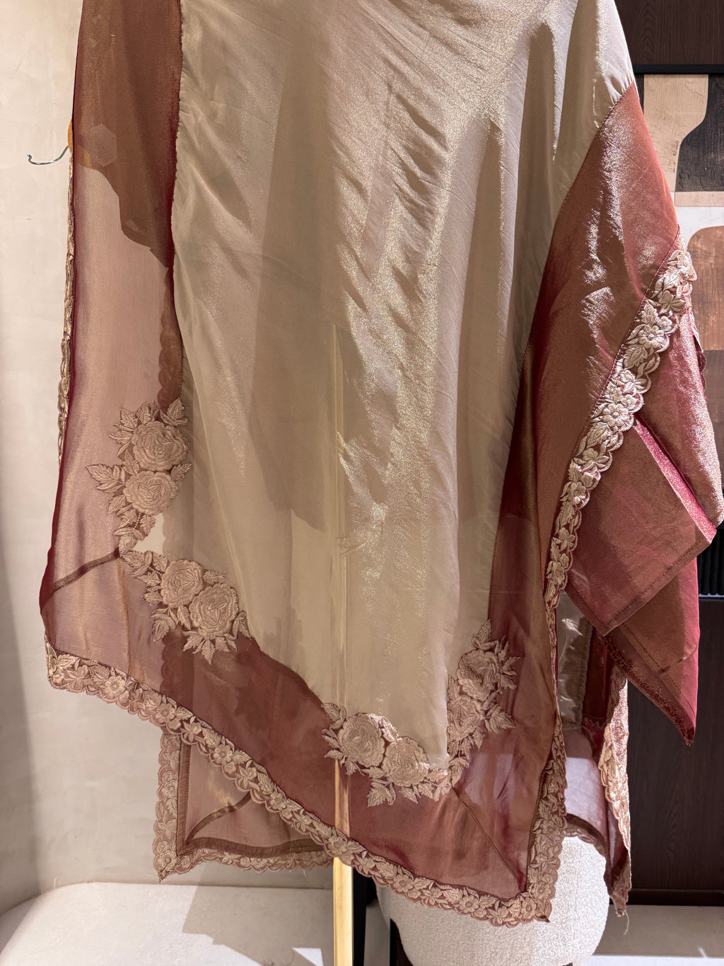 The Sanjh Bloom-Rust Brown Dupatta