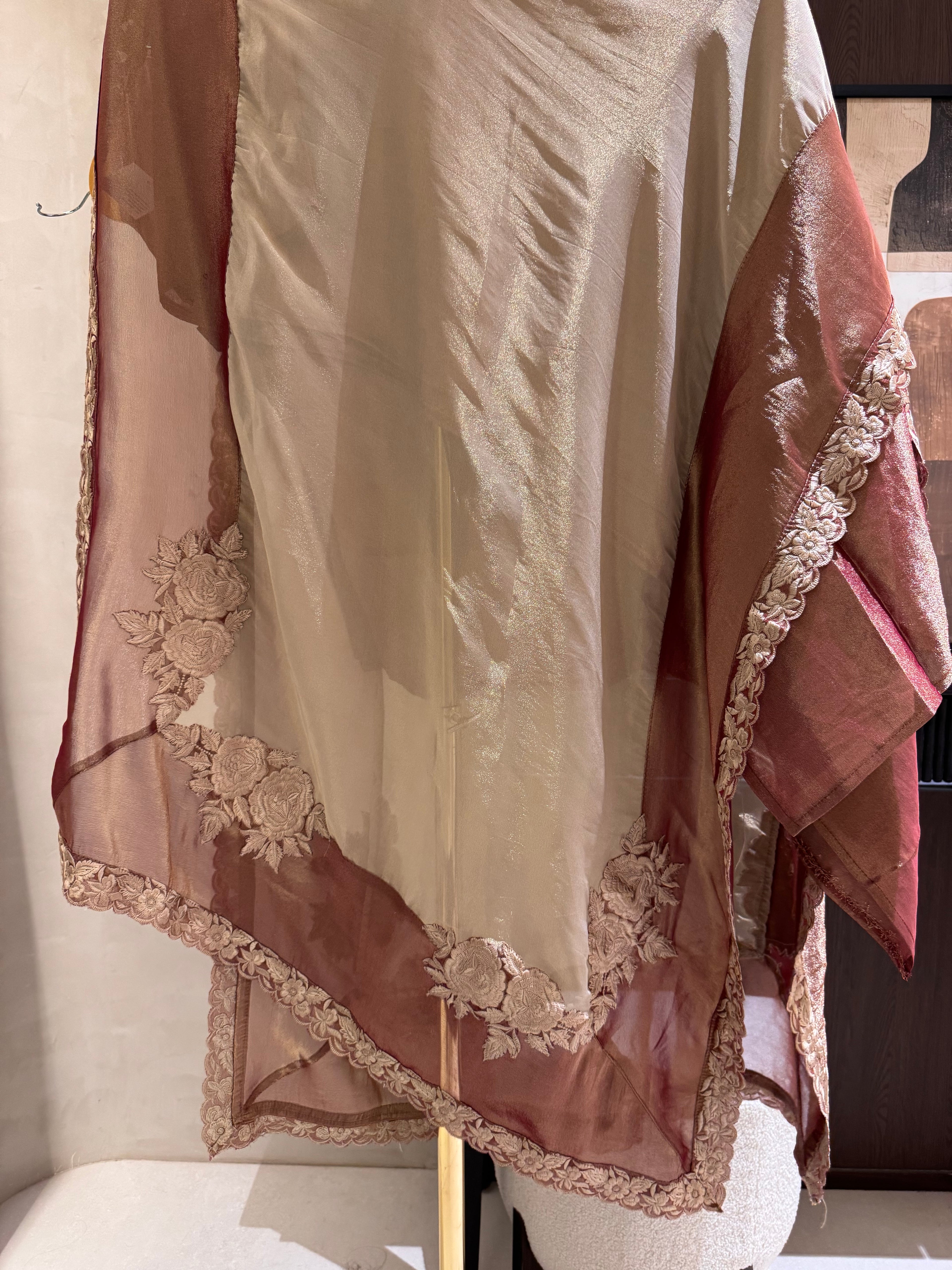 The Sanjh Bloom-Rust Brown Dupatta