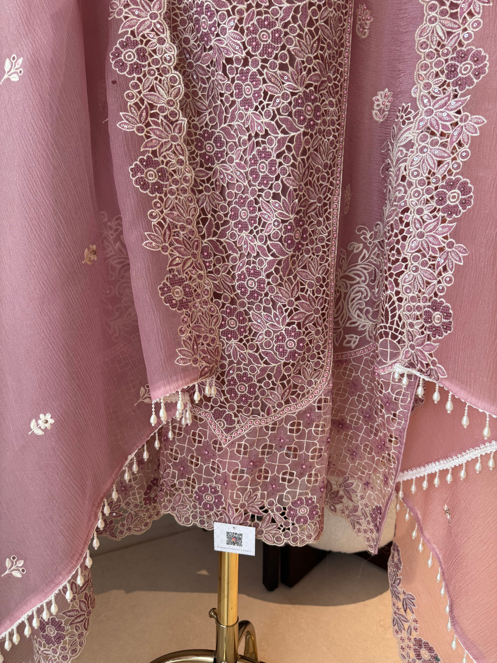 The Marble Lattice — Marble Chiffon Suit with Cutwork