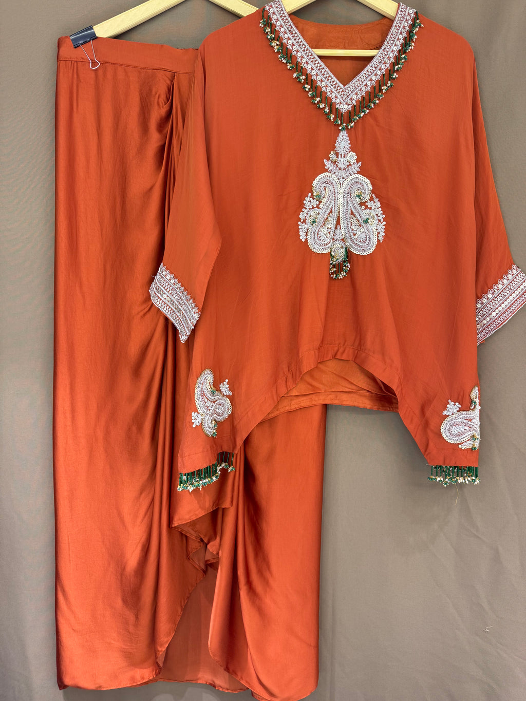 The Dhoti Edit Vol. 02 — Satin Silk Fusion Set with Handwork