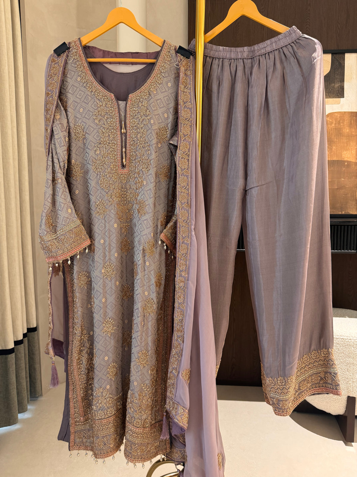 The Barfi Weave — Banarasi Set with Bead Work