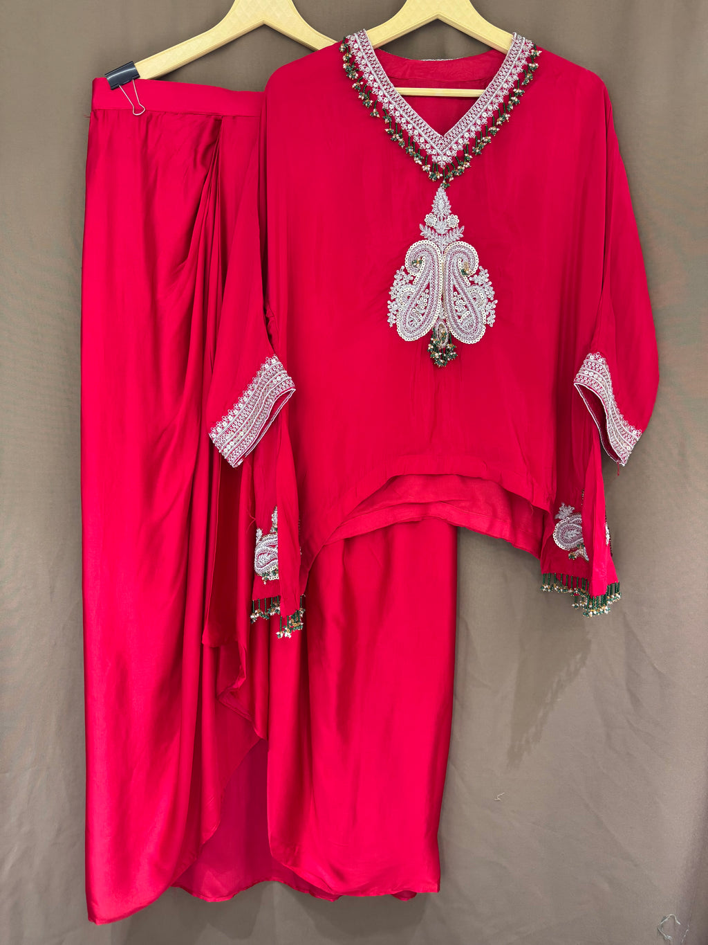 The Dhoti Edit Vol. 02 — Satin Silk Fusion Set with Handwork