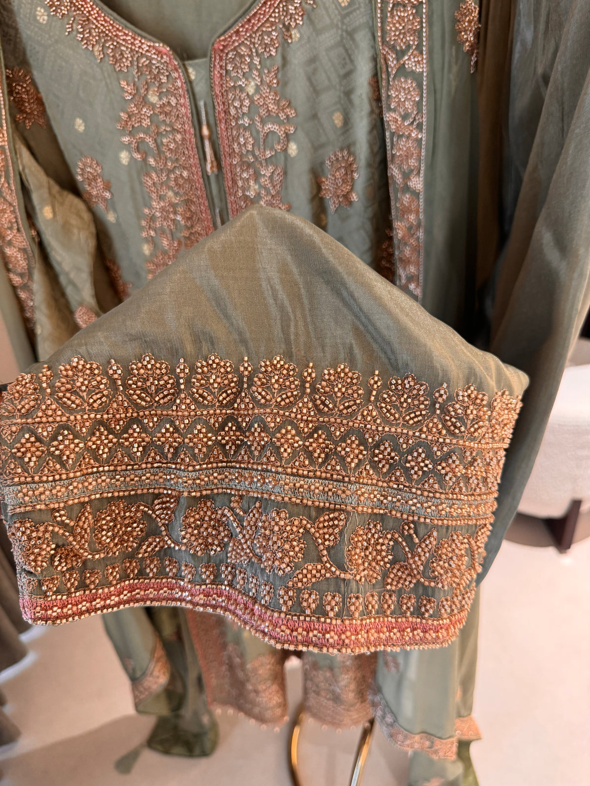 The Barfi Weave — Banarasi Set with Bead Work