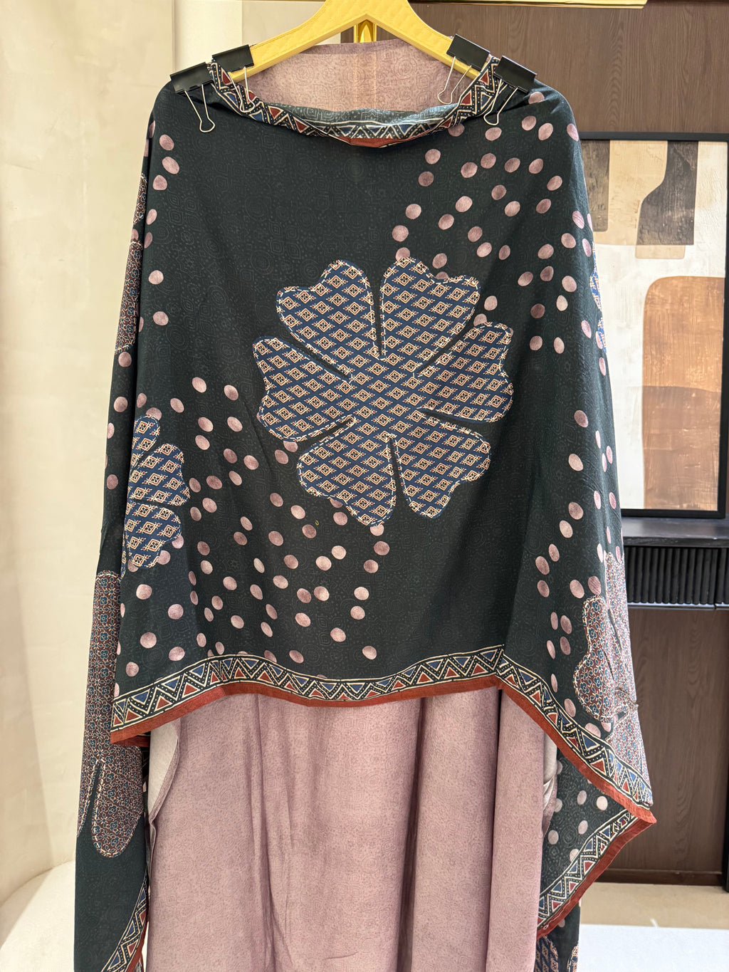 The Rang Aura — Russian Silk Suit with Sequin Embellished Yoke-mauve-dupatta