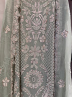 The Pearl Symphony — Organza Suit with Pearl Bead Work-mauve-front
