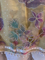 The Chandni Bloom — Shimmer Silk Suit with Gota Work-olive yellow- dupatta-close up 