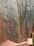 The Meena Aura — Shimmer Silk Set with Thread & Bead Work