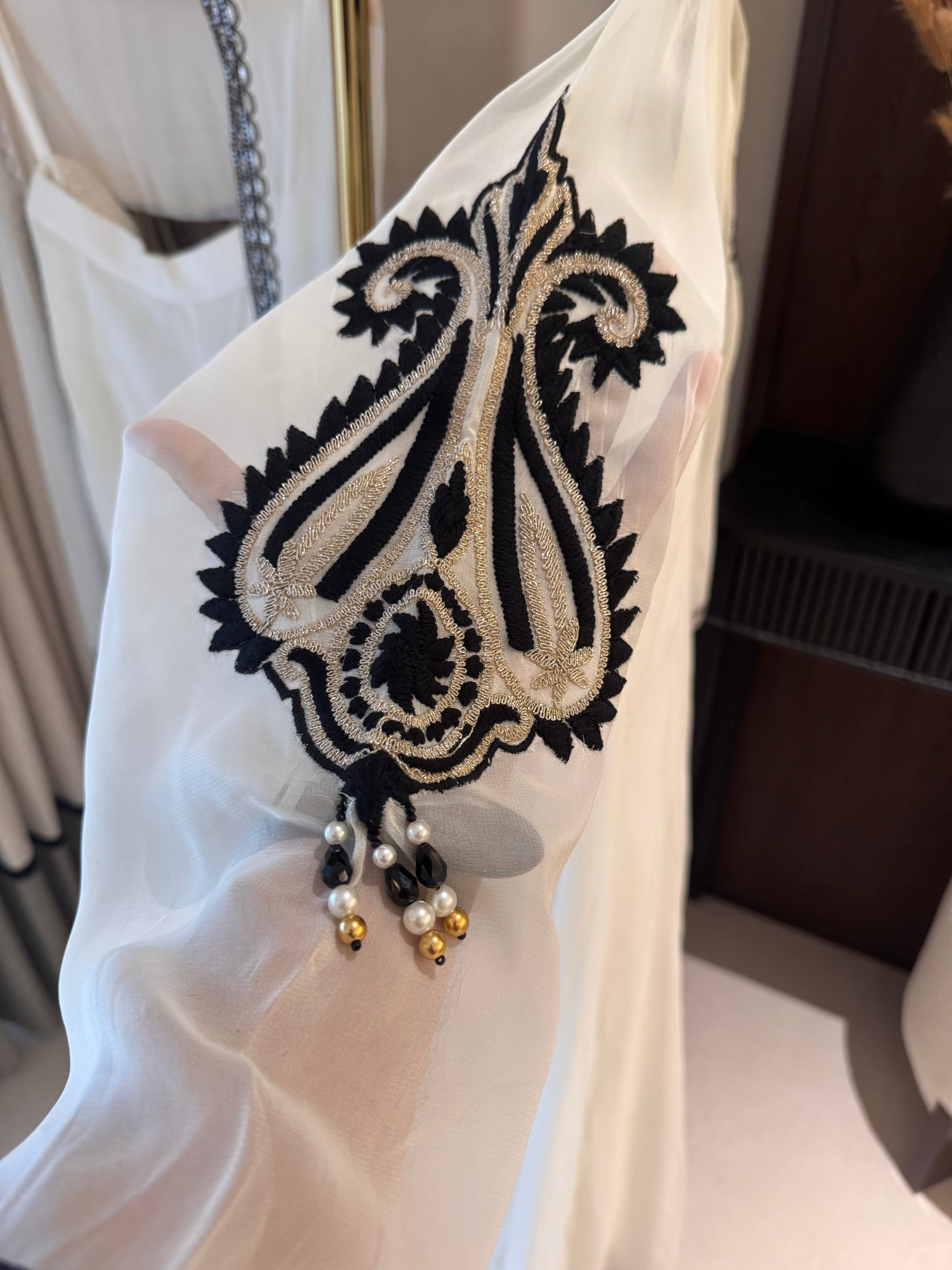 The Noir Rêverie — Color-Block Anarkali with Baroque Embroidery-black-dupatta