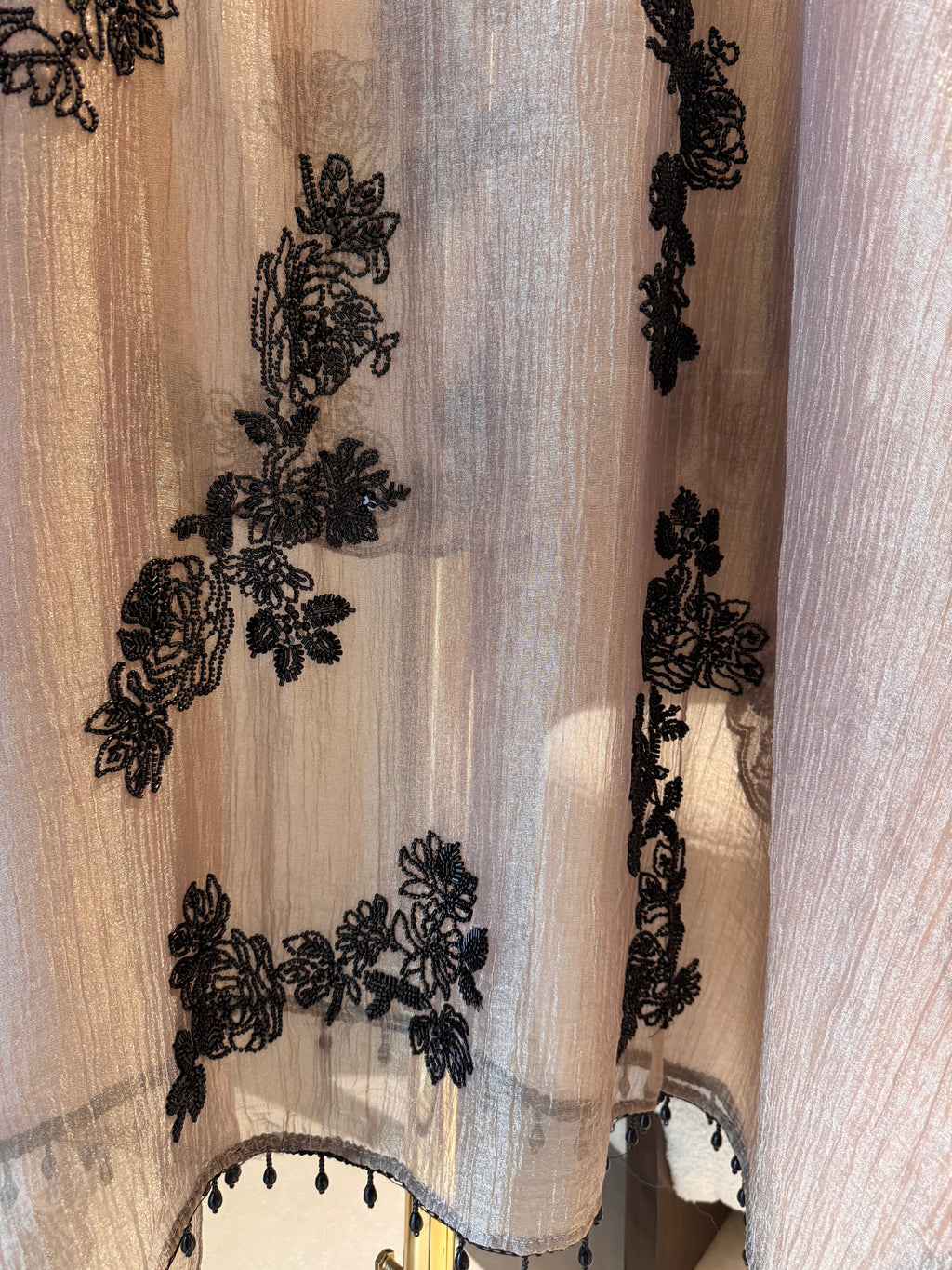 The Black Radiance — Taneria Silk Suit with Bead Embroidery