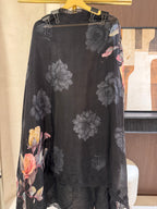 The Garden Scroll — Glass Organza Suit with Digital Print Dupatta-black -dupatta