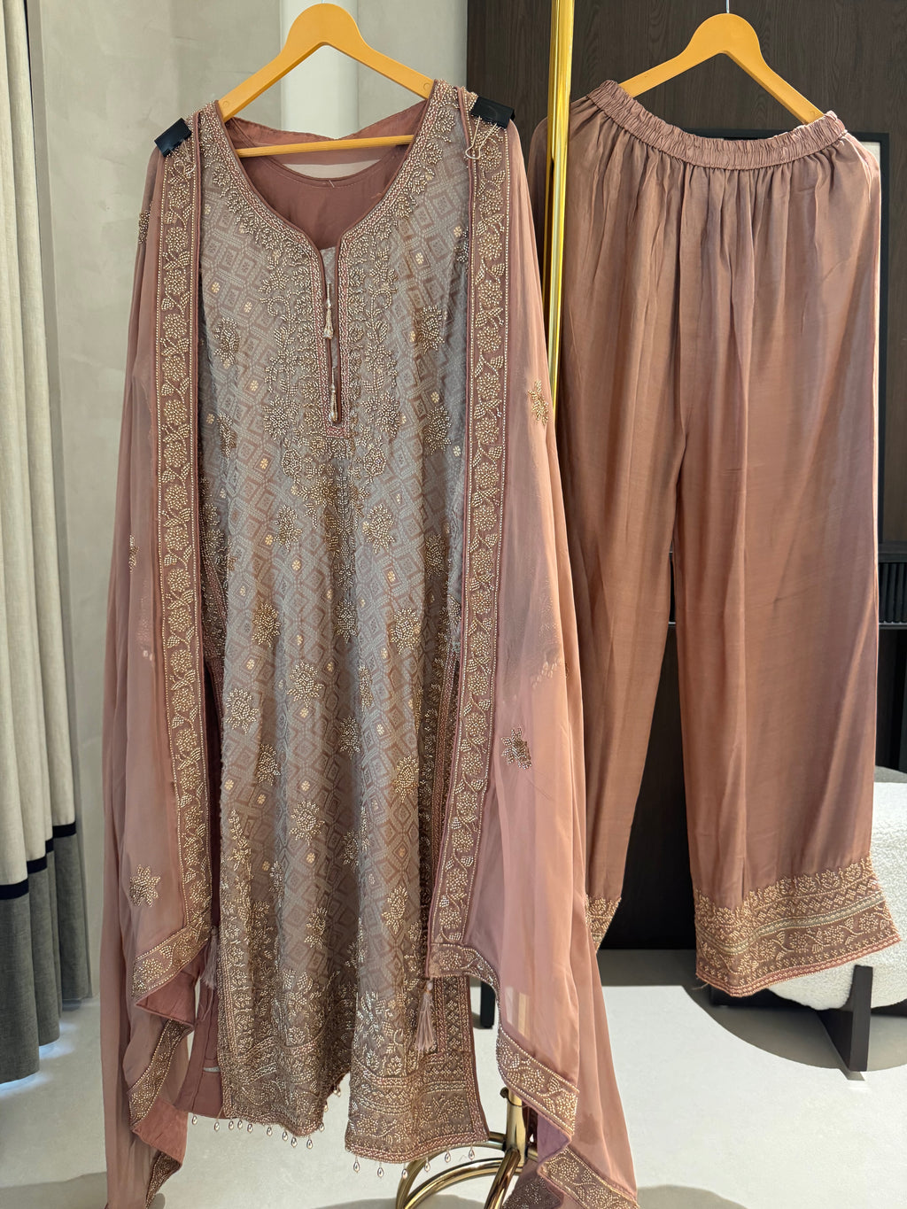 The Barfi Weave — Banarasi Set with Bead Work