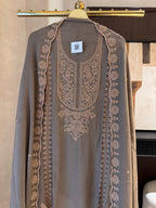 The Wren Bloom — Beadwork Embroidered Georgette Suit-ivory-close up