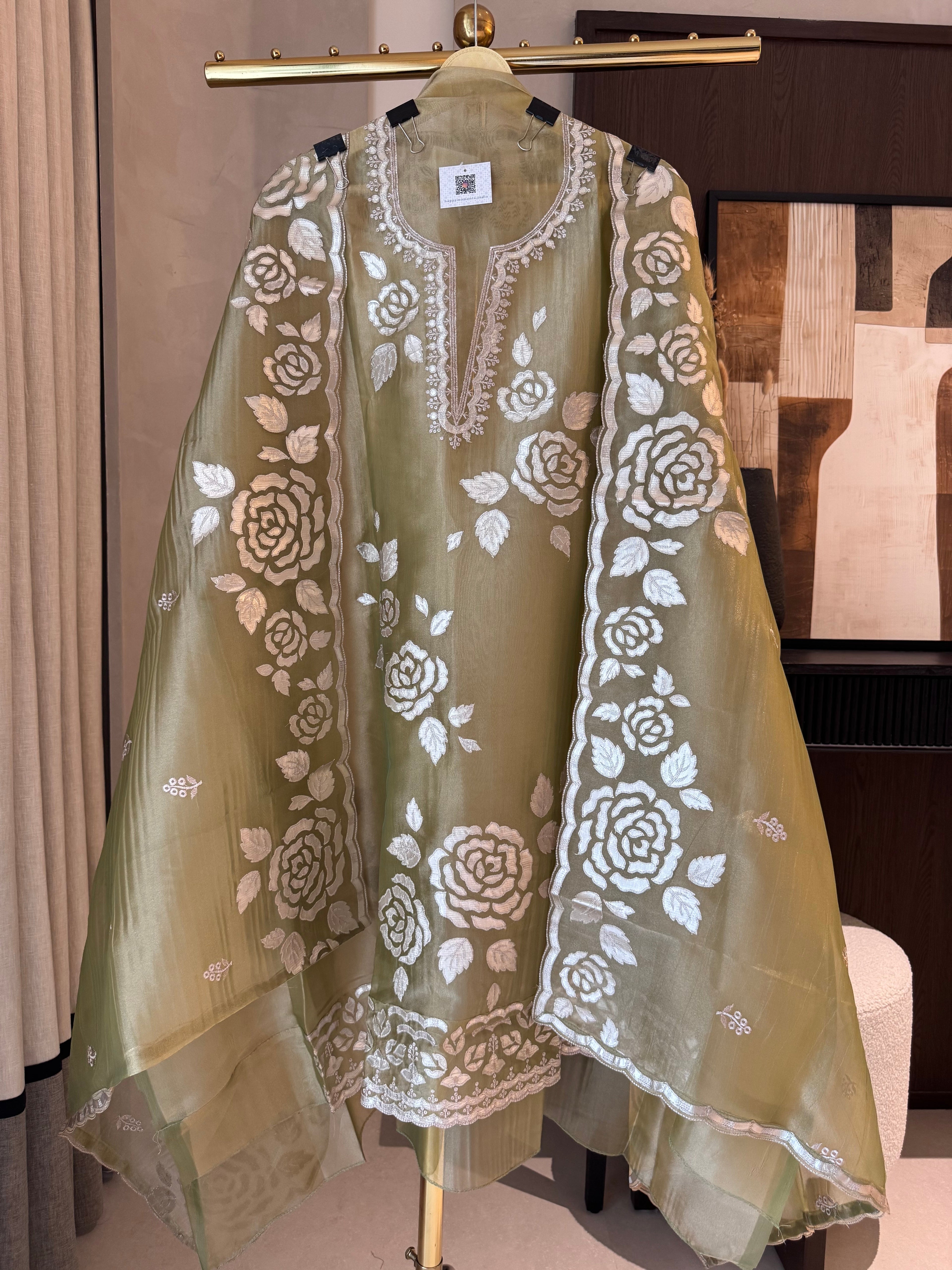 Aaliya — Shimmer Tissue Suit with Gota Work-pista-front