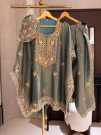 The Kaftan Edit Vol. 01 — Shimmer Silk Set with Mirror Work