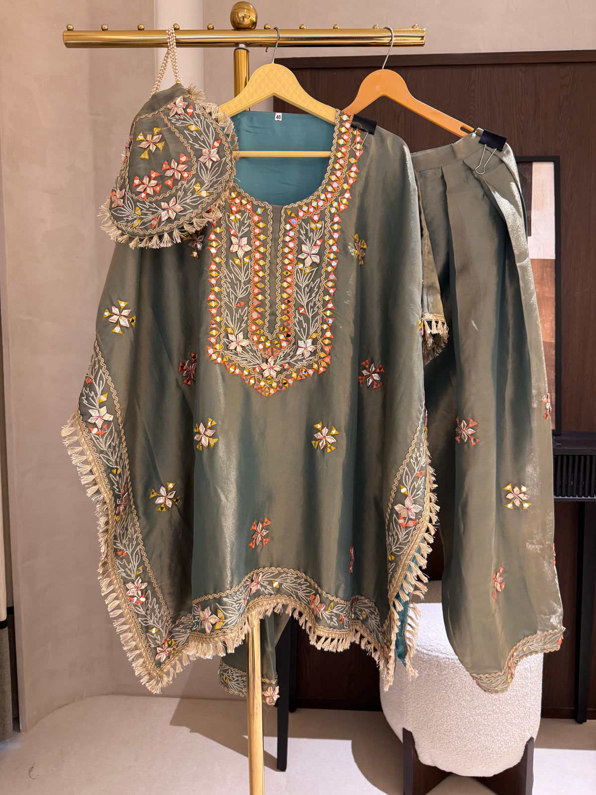 The Kaftan Edit Vol. 01 — Shimmer Silk Set with Mirror Work