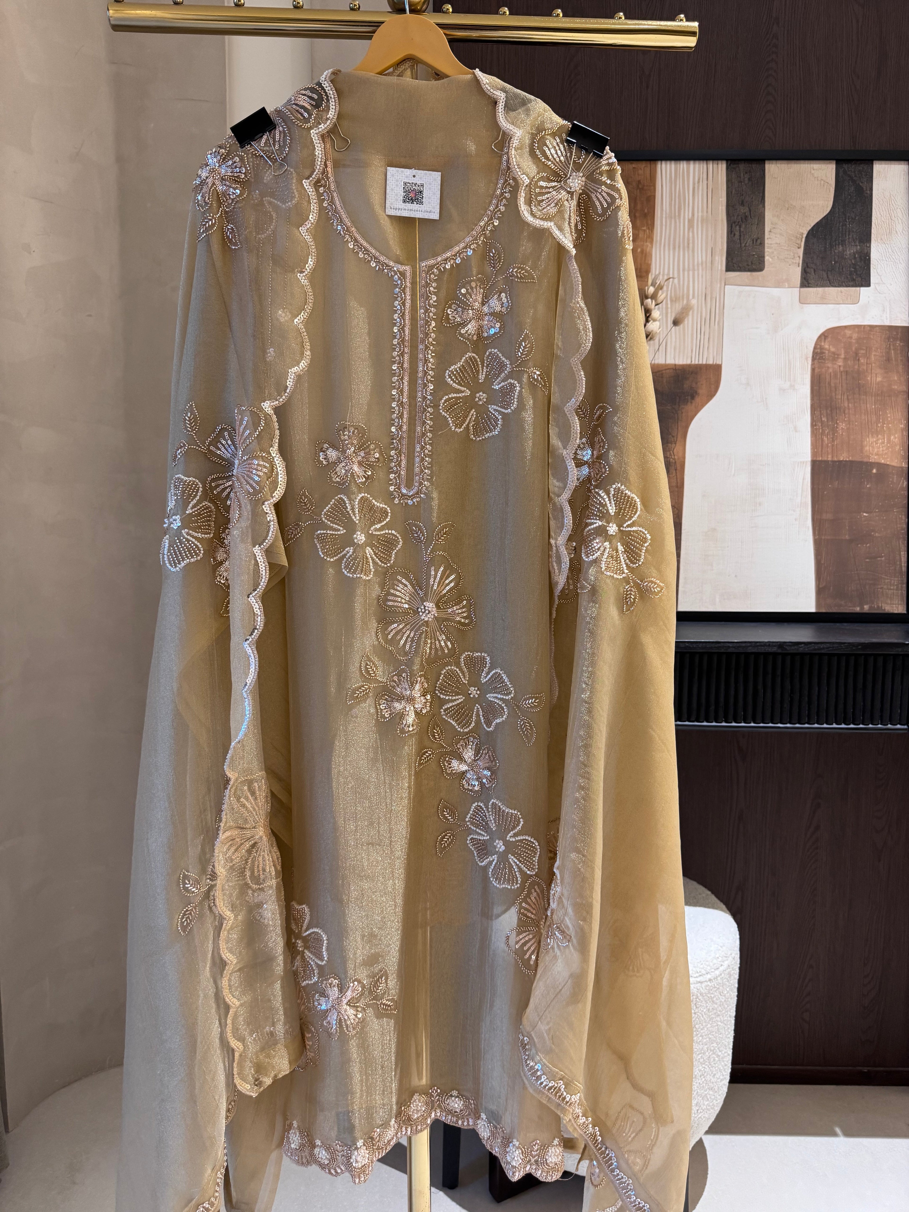 The Twilight Bling — Crush Shimmer Suit with Bead Work Scallops-mauve-front