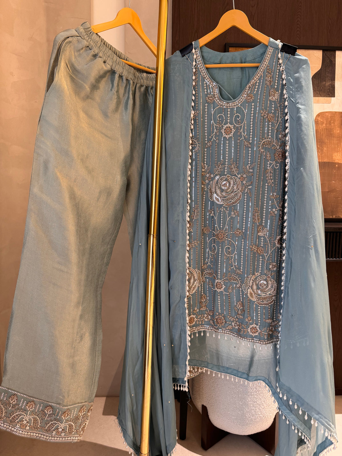 The Rosette Muse — Chinnon Set with Heavy Bead Work