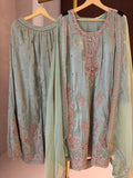 The Meena Aura — Shimmer Silk Set with Thread & Bead Work