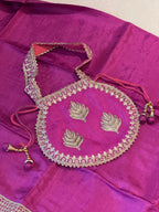 The Leaf Filigree — Crush Shimmer Suit with Cutwork Potli-sky blue-close up