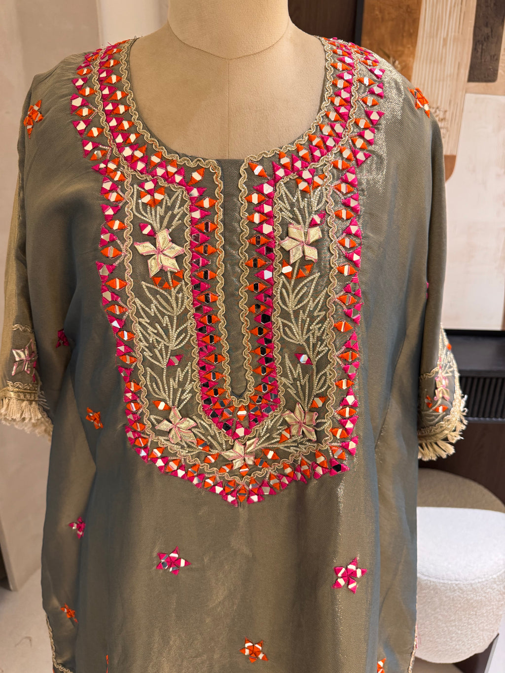 The Kaftan Edit Vol. 01 — Shimmer Silk Set with Mirror Work