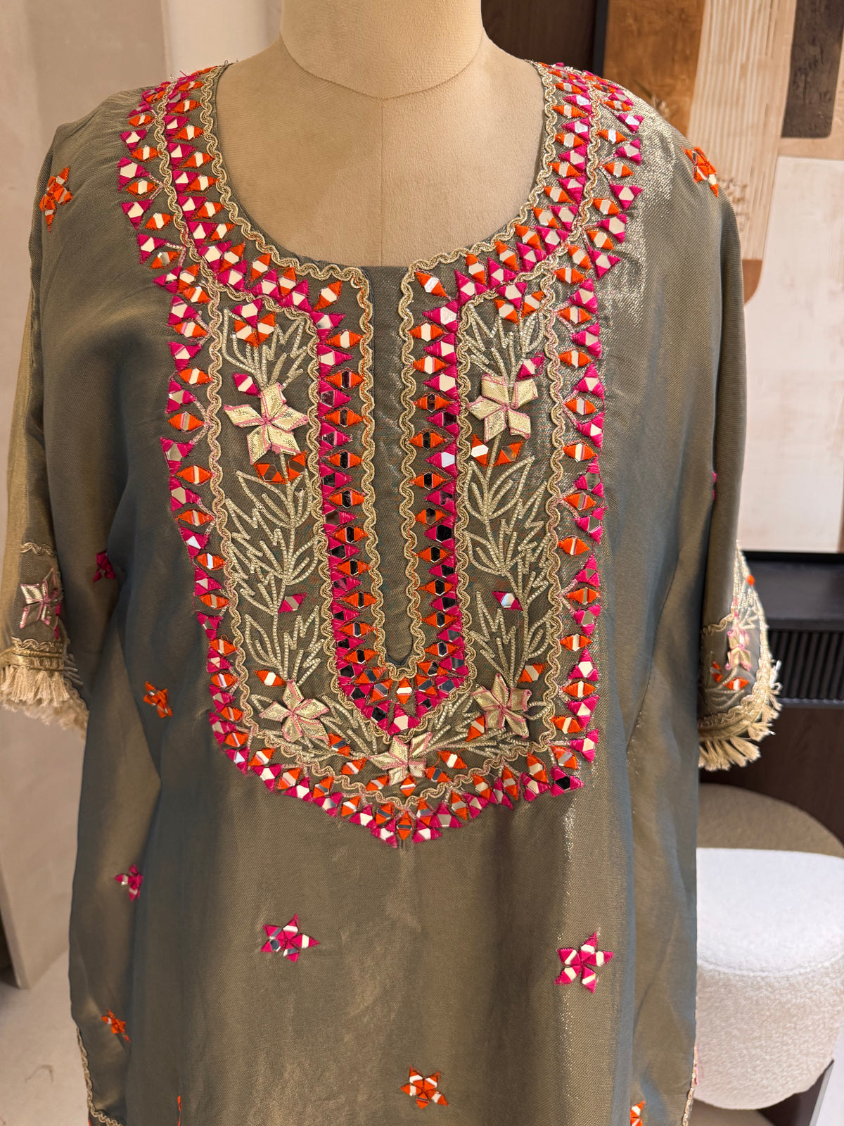 The Kaftan Edit Vol. 01 — Shimmer Silk Set with Mirror Work