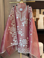 Aaliya — Shimmer Tissue Suit with Gota Work-rose gold-front