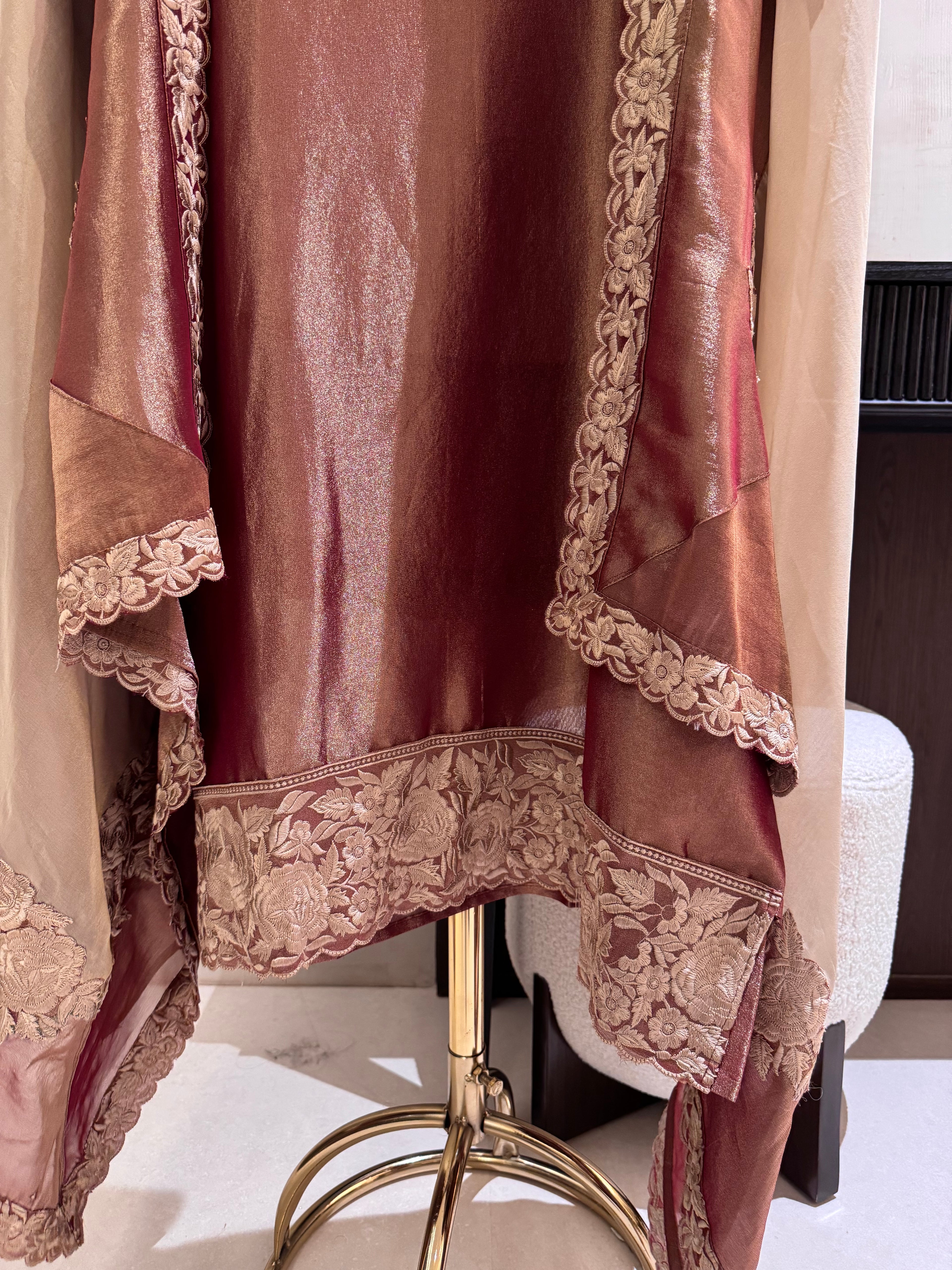 The Sanjh Bloom-Rust Brown Front Hem