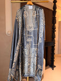 The Tribal Tapestry — Gaji Silk Suit with Abhla Work-grey front