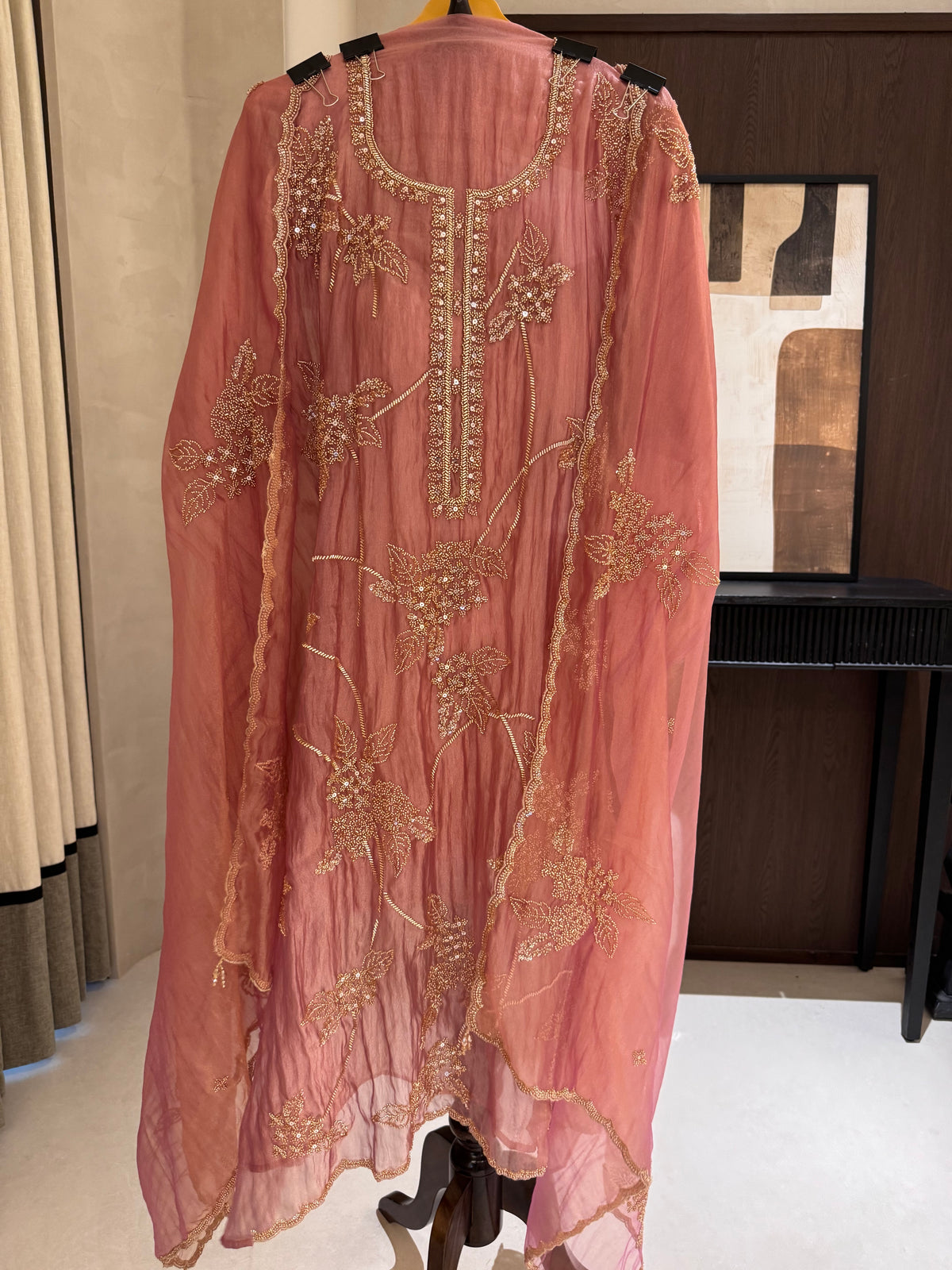 The Beadwork Edit Vol. 01 — Taneria Silk Unstitched Suit-Rosewood-front