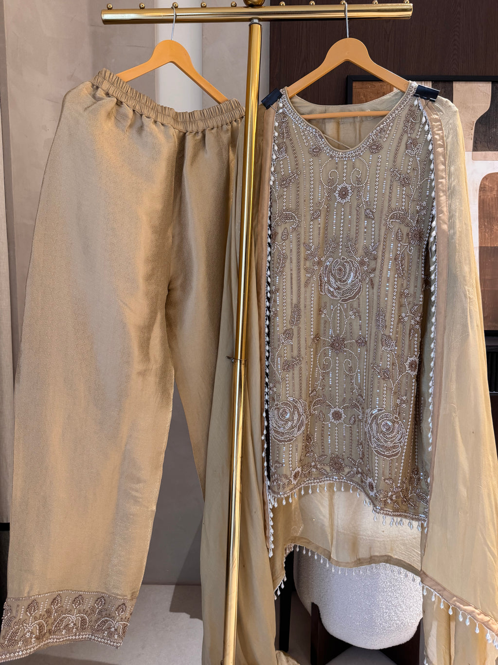 The Rosette Muse — Chinnon Set with Heavy Bead Work