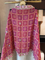 The Rang Aura — Shimmer Silk Suit with Bandhani Banarasi Dupatta-rani pink-front