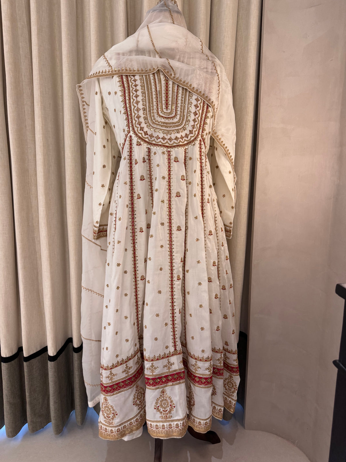 The Anarkali Edit Vol. 01 — Silk Anarkali with Dori Work-ivory-front 