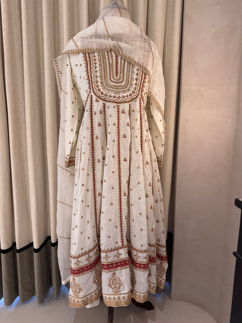 The Anarkali Edit Vol. 01 — Silk Anarkali with Dori Work-ivory-front 