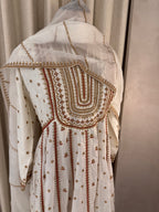 The Anarkali Edit Vol. 01 — Silk Anarkali with Dori Work-ivory-front -closeup