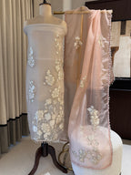 The Appliqué Edit Vol. 01 — Shimmer Silk Suit with Pearl Work-peach-front
