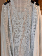 The Appliqué Filigree — Organza Suit with Chemical Lace-Ice blue-closeup 
