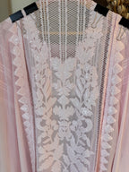 The Appliqué Filigree — Organza Suit with Chemical Lace-powder pink-closeup 