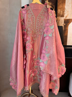 The Baagh Blossom — Shimmer Silk Suit with Zardosi Cutwork-dusty rose-front