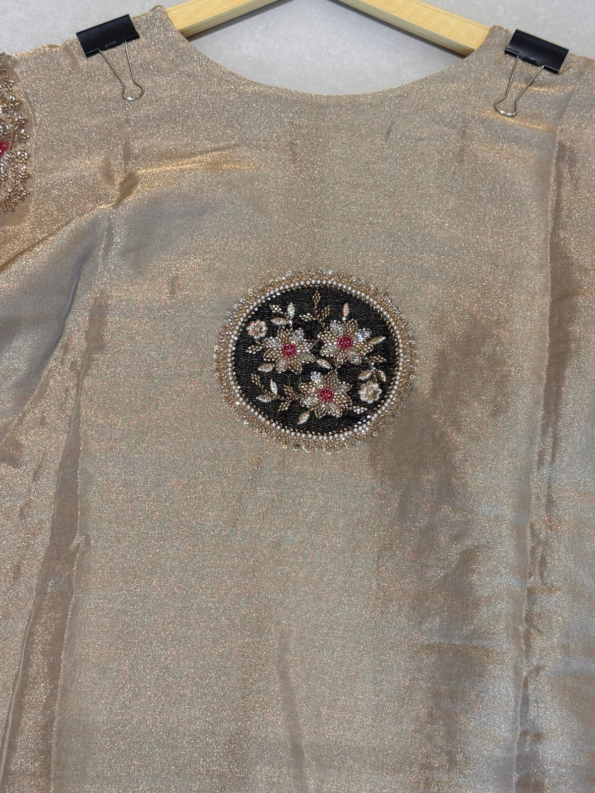 The Beaded Atelier — Shimmer Silk Suit with Zardosi Bead Work-back