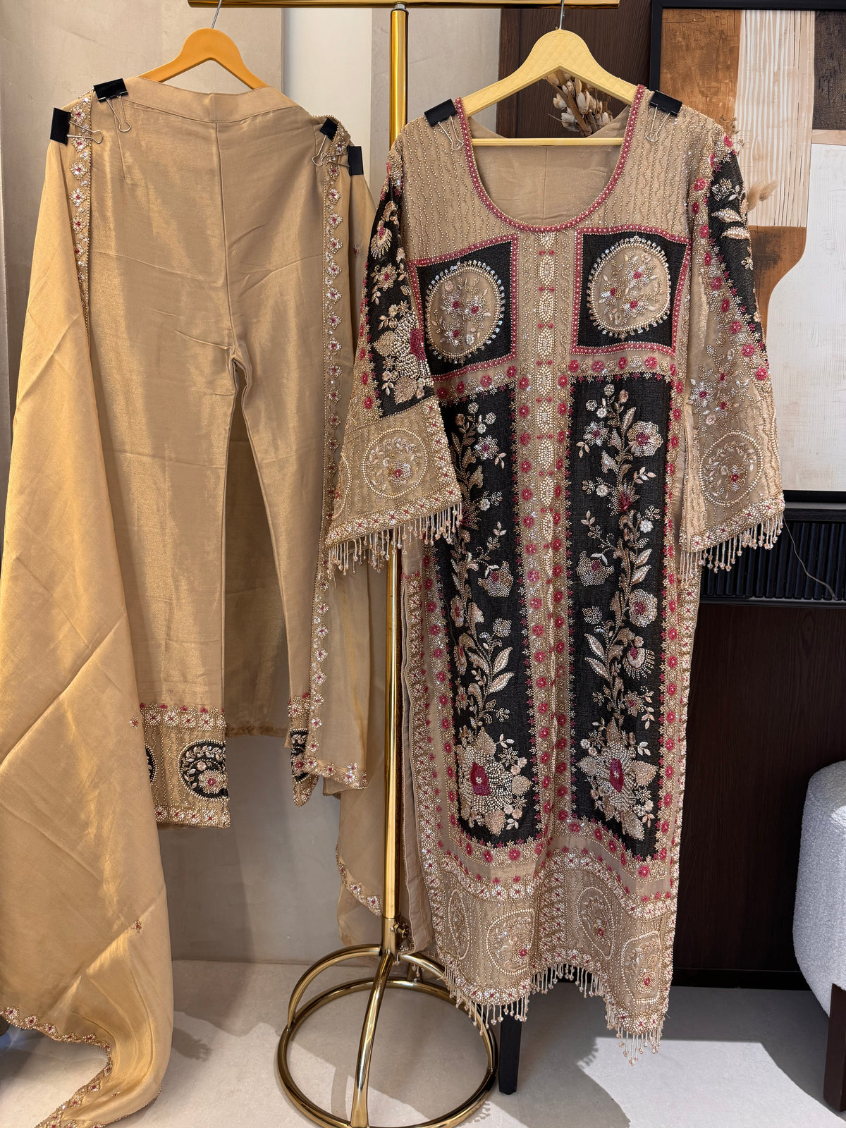 The Beaded Atelier — Shimmer Silk Suit with Zardosi Bead Work