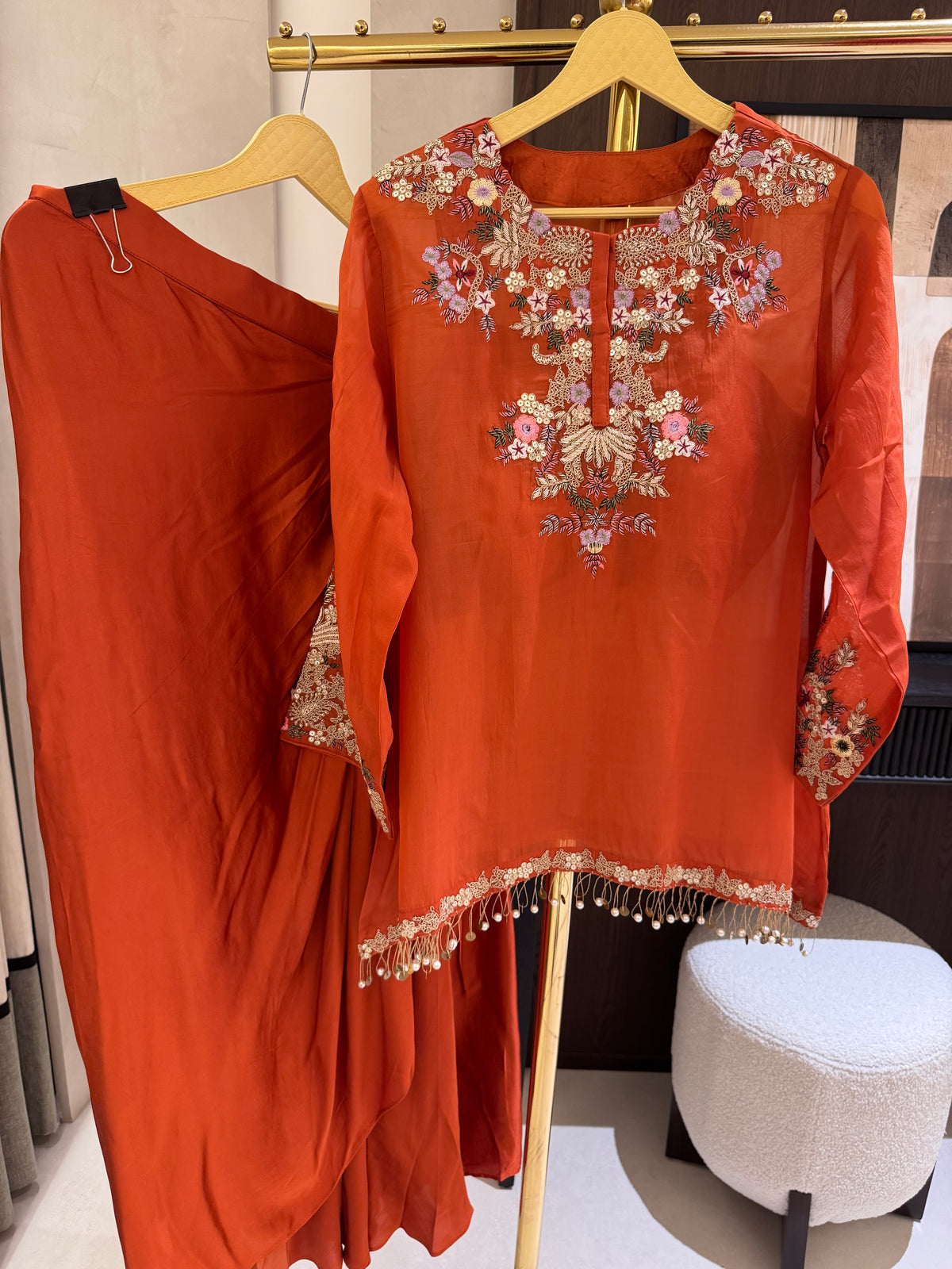 The Dhoti Edit Vol. 01 — Organza Fusion Set with Dori Work dust rust