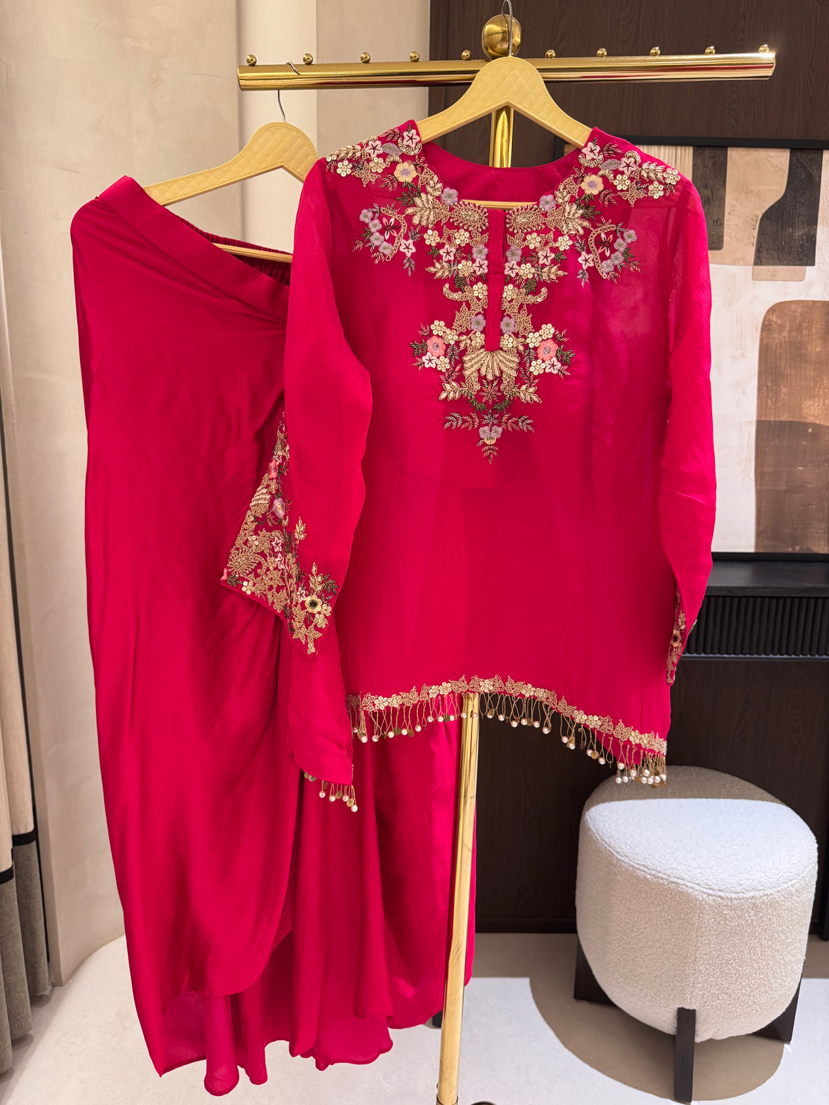 The Dhoti Edit Vol. 01 — Organza Fusion Set with Dori Work Rani 